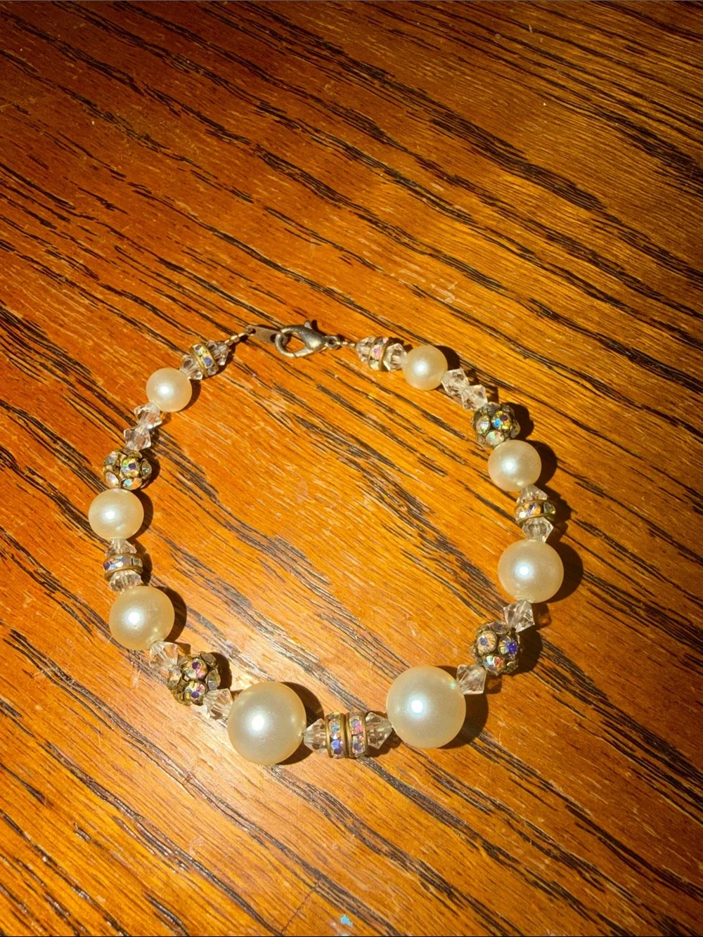 Pearl and Crystal Accent Bracelet - White